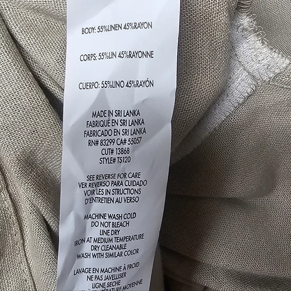 Tash & Sophie Linen Blend Lagenlook Dress Buttons Pockets Cap Sleeves Neutral - Picture 10 of 12